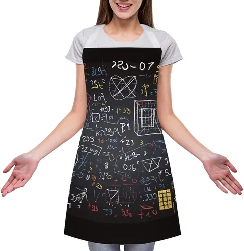 Vista 3 de Mathematics And Physics Cooking Aprons Unisex Kitchen Apron Adjustable Bib Apron with Pockets Waterdrop Resistant Chef Aprons for BBQ Drawing