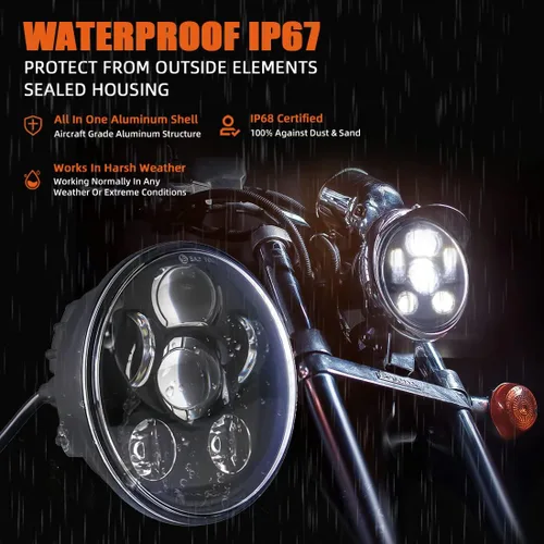 Vista 3 de SKTYANTS Faro delantero LED de 5 3/4 5.75 pulgadas para motocicleta, haz alto y bajo con cubeta de carcasa de 5.75 pulgadas compatible con FXWG