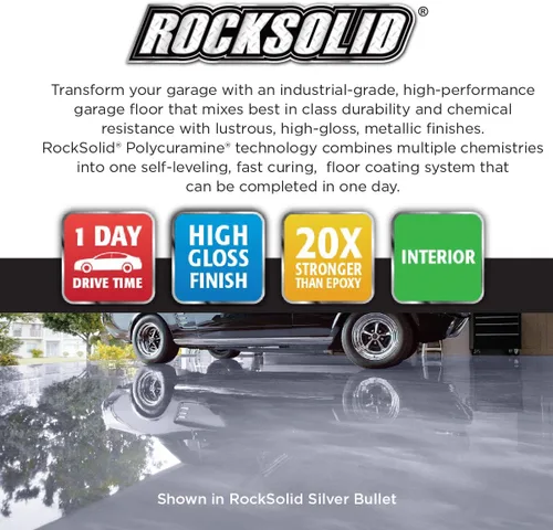 Vista 4 de Kit de piso para cochera de aspecto metálico de bala de plata Rust-Oleum RockSolid., Paquete de 1