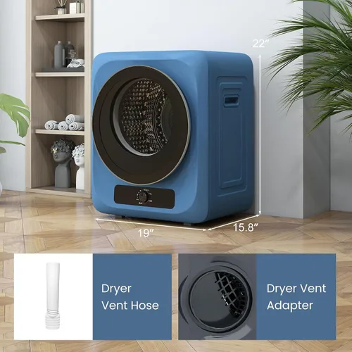 Vista 6 de Auertech Secadora de ropa portátil de 1.5 pies cúbicos, secadora eléctrica de carga frontal de 850 W con tambor de acero inoxidable, perilla