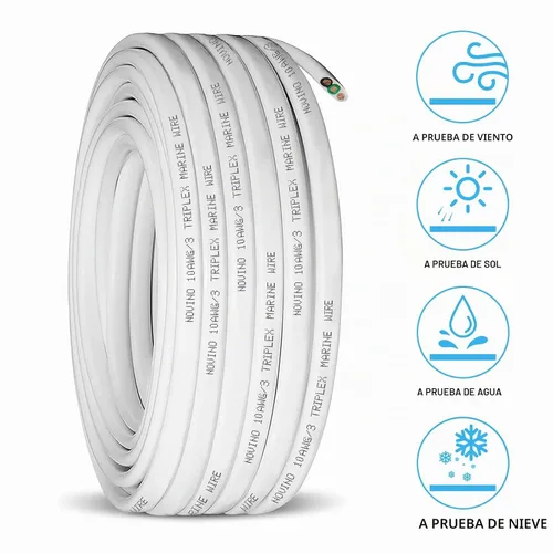 Vista 3 de Cable marino 10/3 calibre 10 Cable de grado marino 10/3 AWG Cable triple de 10 pies