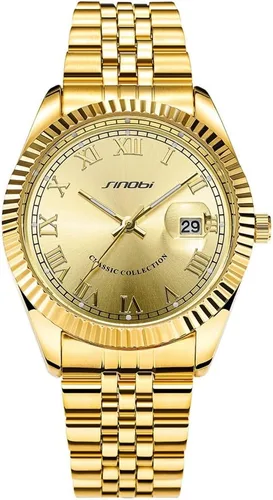 Vista 8 de SINOBI Men's Luminous Hand Calendar Date Quartz Watch Classic Stainless Steel Watches for Men