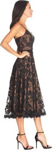 Vista 2 de Dress the Population Women's Tahani Plunge Neckline Fit and Flare Midi Dress