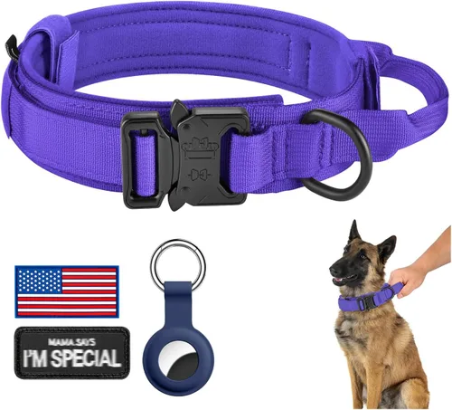 Vista 36 de DAGANXI - Collar táctico para perro, collar ajustable de nailon para adiestramiento con asa de control y hebilla, para perros medianos y grandes