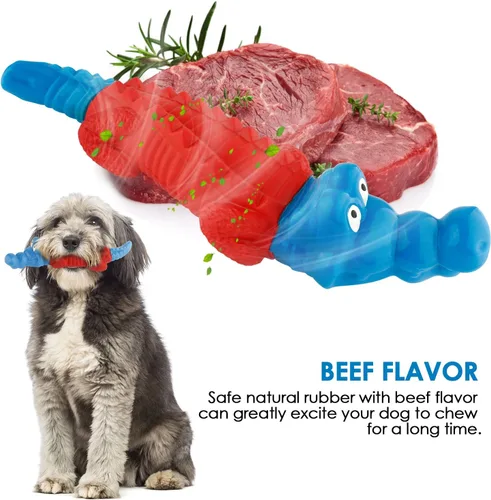 Vista 6 de petizer Juguetes masticables para perros que no chirrian para masticadores agresivos, juguete resistente de nailon y goma para perros con sabor a