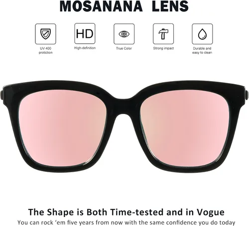 Vista 4 de mosanana Gafas de sol de gran tamaño para mujer, estilo cuadrado de moda, modelo DIVA