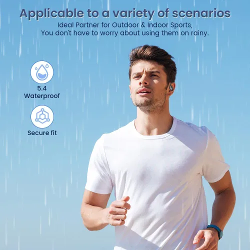 Vista 7 de Auriculares CuiSuto con orejeras inalámbricas Bluetooth, 60 horas de reproducción, sonido estéreo con orejeras IPX7 a prueba de agua y cancelación