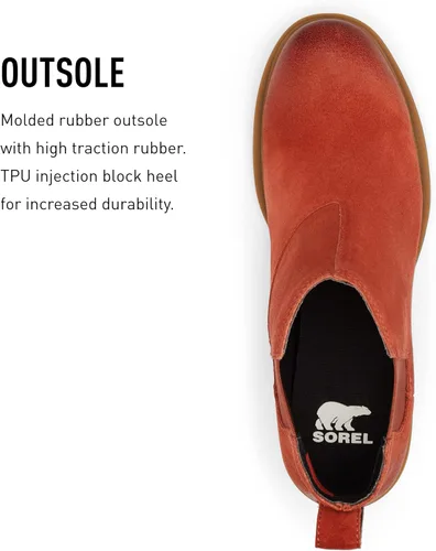 Vista 6 de SOREL Botas Chelsea Emelie II para mujer, botas de lluvia de cuero impermeables