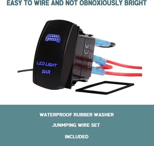 Vista 3 de Xislet Barra de Luces LED e Interruptores Basculantes de Luz Trasera de 5 Pines Láser de Encendido/Apagado con Set de Cables Puente Compatible