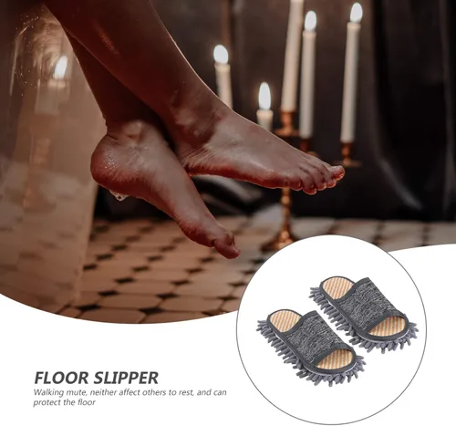 Vista 16 de Zapatillas de limpieza de pisos de microfibra, zapatos lavables para limpiar el polvo, zapatos de trapeador desmontables para limpieza de pisos