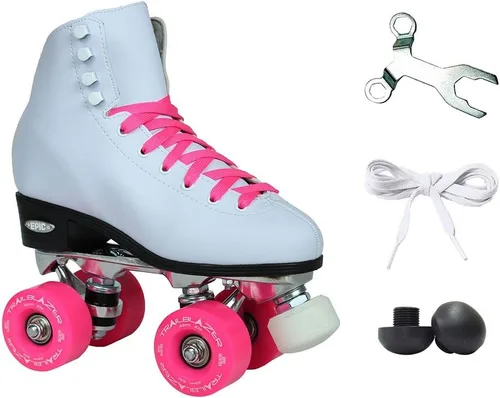 Vista 6 de Epic Skates Patines clásicos de cuatro ruedas con ruedas rosadas