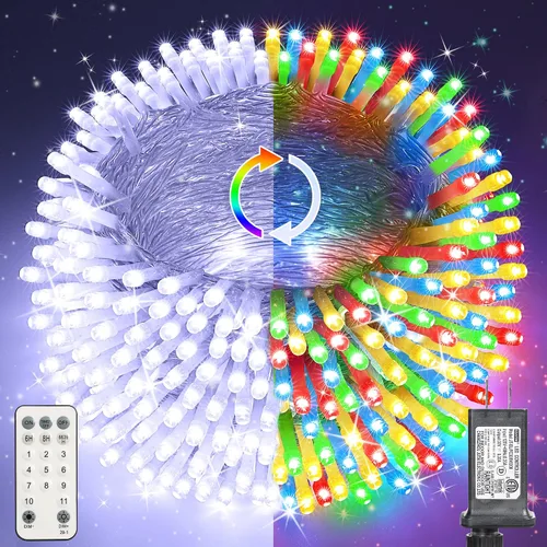 Vista 16 de Luces de Navidad para interiores y exteriores, tira de 200 luces LED para Navidad, de 23 m, con 8 modos, se puede conectar con otras tiras 2-Blanco