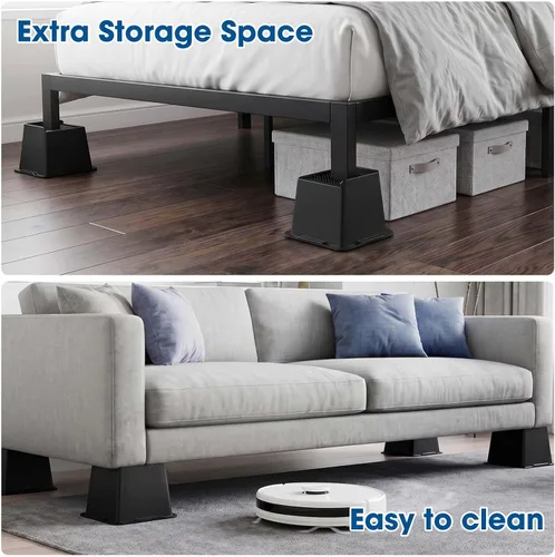 Vista 5 de MYMULIKE Elevadores de cama de 3 pulgadas, resistentes, elevadores de muebles de gran tamaño de 3 pulgadas, soporta 6000 libras, bloques