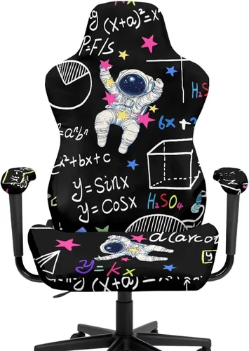Vista 2 de Fundas para sillas de juegos de astronautas con cremallera, fórmulas matemáticas, funda para silla de oficina con fundas para reposabrazos, funda