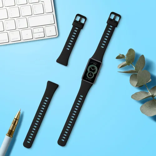 Vista 2 de kwmobile Straps Compatible with Huawei Band 6 & 6 Pro/Honor Band 7 & 6 Straps - 2x Replacement Silicone Watch Bands - Dark Green/Beige
