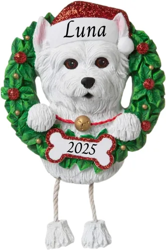Vista 12 de Adornos personalizados para árbol de Navidad 2024 para mascotas – Razas de perros Beagle – Adorno personalizado de Feliz Navidad – Recuerdo