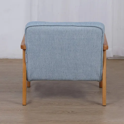 Vista 7 de BabyLand Sillón para niños, sofá individual para niños con estructura de madera maciza y tela de lino para regalo de niños (azul claro)