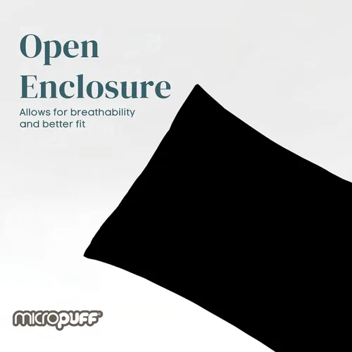 Vista 6 de Micropuff Fundas de almohada de tamaño estándar, extremo abierto, paquete de 2, funda de almohada hipoalergénica suave y transpirable. Funda de Negro