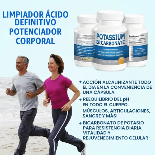 Vista 2 de Suplemento de bicarbonato de potasio puro Cápsulas Píldoras de equilibrio de pH, electrolitos de alto potasio 1200 mg Serv. Grado alimenticio