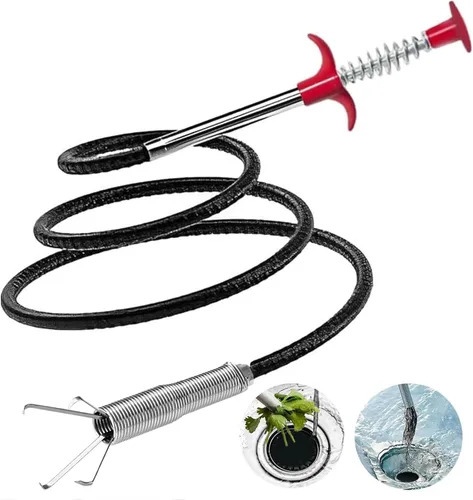 Vista 10 de Serpiente de Drenaje, Herramienta Flexible de Garra de 33 pulgadas para Alcanzar y Recoger, Removedor de Obstrucciones de Drenaje - Herramientas