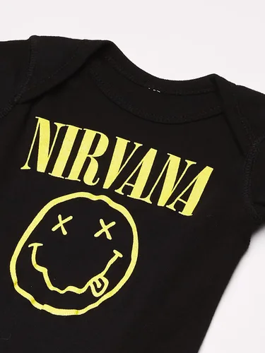 Vista 2 de Nirvana Conjunto de camiseta unisex sonriente para bebé, color negro, talla 12 de EE. UU, Negro