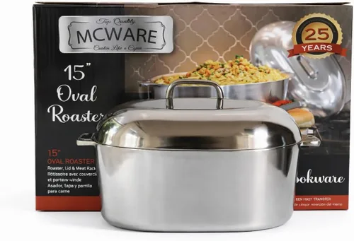 Vista 3 de Asador ovalado de aluminio de 15 pulgadas, McWare by Cajun Classic Cookware