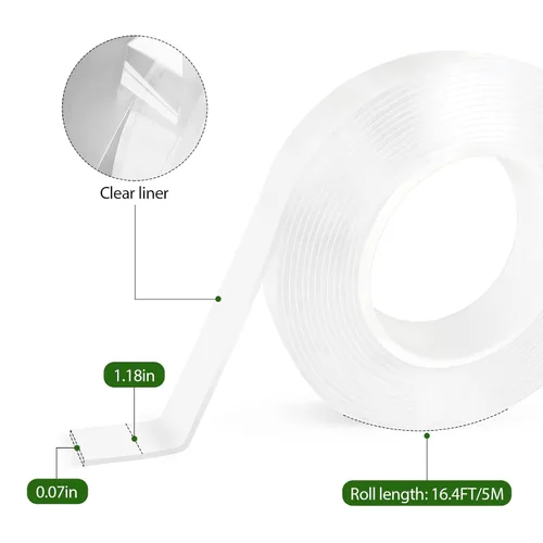 Vista 2 de Cinta nano de doble cara resistente, cinta transparente multiusos para pared, cerámica, piso, vidrio, cinta adhesiva resistente y extraíble