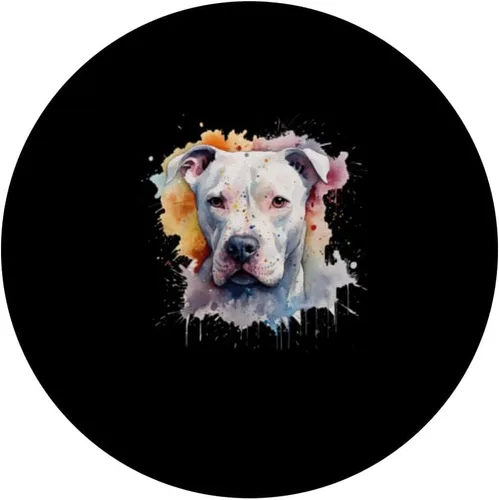 Vista 3 de Colorful Dogo Argentino watercolor art PopSockets Swappable PopGrip