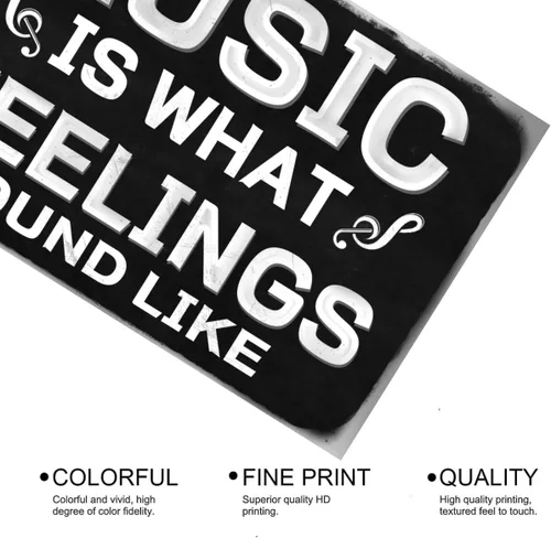 Vista 4 de EMOHAT Cartel de pared de metal para decoración de pared, letrero musical "Is What Feelings" Sound Like de aluminio, decoración de pared, hogar