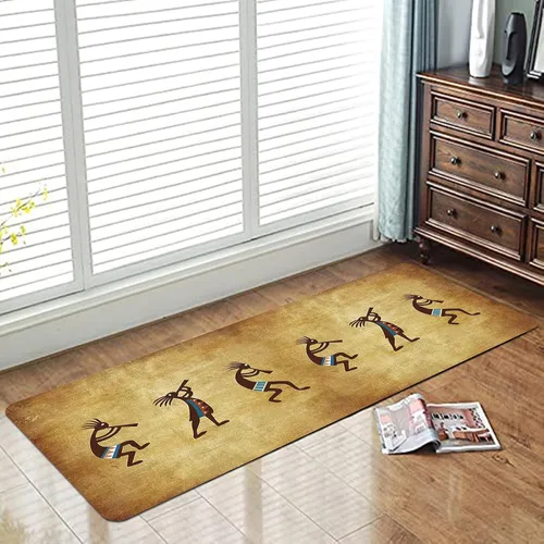 Vista 3 de Alfombra de pasillo larga rústica del suroeste para pasillo, alfombra de área rectangular de nativos americanos del suroeste nativo americano