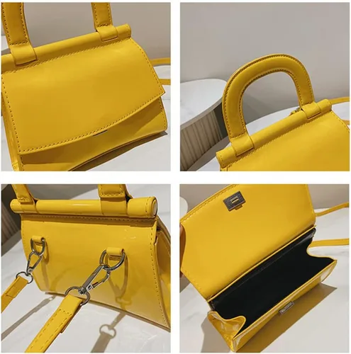 Vista 2 de Tngan Bolso de noche de la PU de las mujeres Bolso de cuero de charol Bolso de hombro del color del caramelo