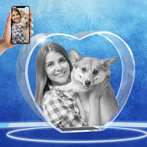 Vista 17 de Regalos conmemorativos personalizados para mascotas, marco de fotos de cristal 3D de perros o gatos, marco de fotos grabado con láser personalizado