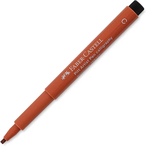 Vista 2 de Faber-Castell Pitt, pluma artística y gráfica, caligrafía, tinta india, color ámbar crudo, bolígrafo de un solo pitt, para arte, manualidades