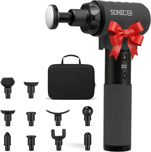 Vista 11 de Lifepro SonicPro Pistola de masaje muscular de percusión con calor, 9 cabezales Negro