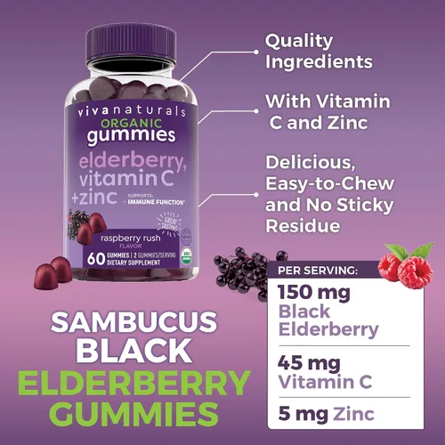 Vista 4 de Viva Naturals Sambucus - Gomitas de saúco para adultos con vitamina C