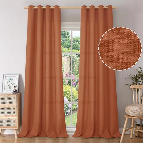 Vista 271 de BGment Cortinas de Lino Beige de 63 Pulgadas de Largo 2 Paneles - Tratamientos para Ventanas con Textura de Arpillera Filtrantes de Luz Cortinas B