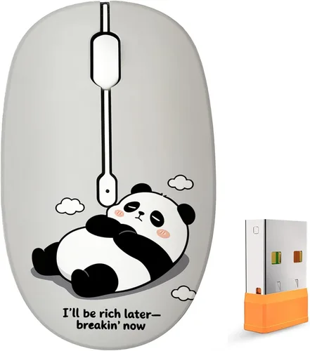 Vista 15 de FMOUSE Bonito mouse inalámbrico, Bluetooth y modo dual de 2.4 GHz con receptor USB, clic silencioso, alimentado por batería AA, para niños, Niña