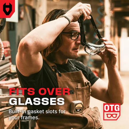 Vista 4 de NoCry Gafas de seguridad transparentes sobre anteojos — para hombres y mujeres con junta, UV380, lentes panorámicos antivaho con ventilación