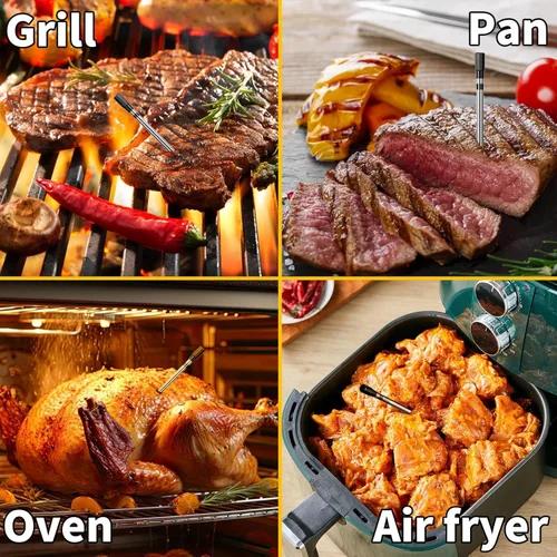 Vista 7 de Termómetro inteligente Bluetooth para carne de 500 pies con impermeabilidad IP66, termómetro de alimentos para barbacoa, termómetro inalámbrico
