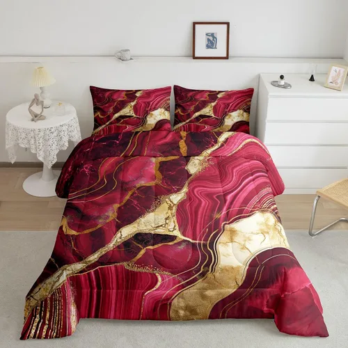 Vista 11 de Juego de edredón de mármol negro individual, ropa de cama dorada agrietada para adultos, hombres y mujeres, juegos de edredón de textura metálica