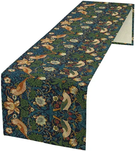 Vista 28 de Camino de mesa con diseño de patas de perro, lindo animal con estampado de patas de cachorro, decoración de fiesta de cumpleaños, casa de campo