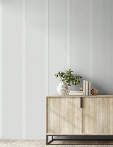 Vista 6 de NextWall - Papel pintado de imitación de tabla y listón para despegar y pegar con vinilo (Gris Ártico)