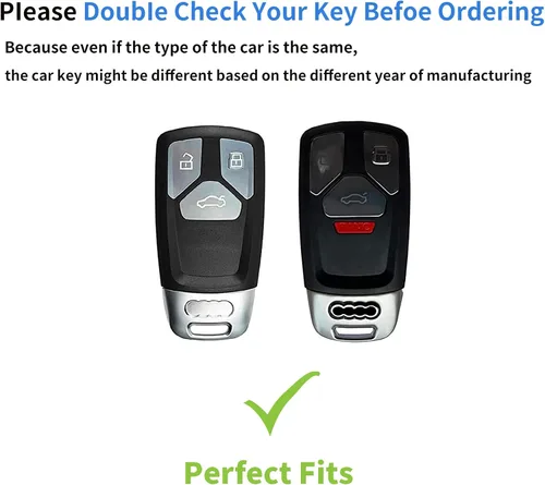 Vista 3 de Funda para llave de Audi, TPU suave especial compatible con Audi A3 A4 A6 Q5 Q7 TT SQ5 R8 S5