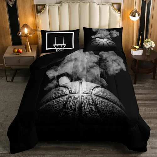 Vista 207 de Juego de ropa de cama de baloncesto para niños y adolescentes, juego de edredón deportivo para niños, tamaño matrimonial, suave, ligero, decoración