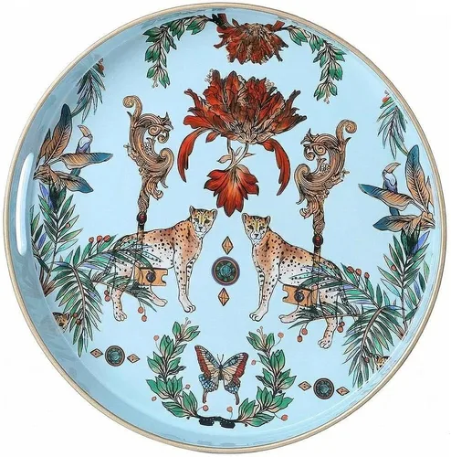 Vista 12 de Bandeja decorativa redonda, plástico mármol con asas, tocador moderno y para servir otomana, mesa auxiliar, cocina y baño, tamaño 13 pulgadas, negro