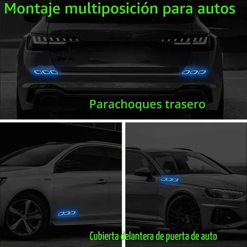 Vista 5 de 6 piezas de calcomanías reflectantes de rayas 3D fuertes, adhesivo reflectante para guardabarros, capó y parachoques de coche, adhesivo reflectante