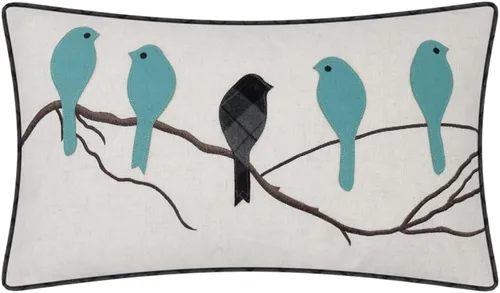 Vista 13 de JWH Funda de almohada decorativa con diseño de pájaros coloridos, funda de cojín lumbar color amarillo aguamarina, funda de almohada para decoración