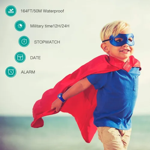Vista 6 de Reloj digital deportivo para niños y niñas, resistente al agua, relojes electrónicos con alarma LED, cronómetro