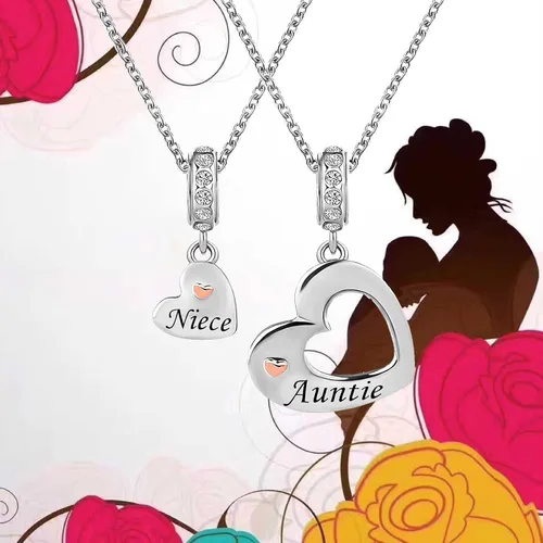 Vista 5 de KunBead Dijes colgantes de cumpleaños de corazón para hermana, madre, hija, hijo, tía, sobrina, compatible con pulsera Pandora para mamá y esposa