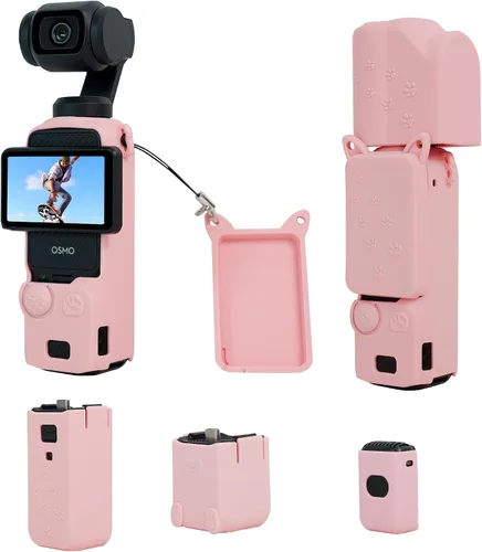 Vista 9 de Funda protectora para DJI Osmo Pocket 3/Xtra Muse, funda protectora de silicona Pocket3 compatible con DJI Osmo Pocket 3 accesorios, funda Osmo Negro
